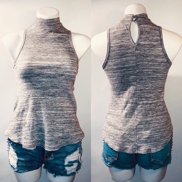 Bleuh Ceil ribbed high neck sleeveless tank top - Picture 2 of 8